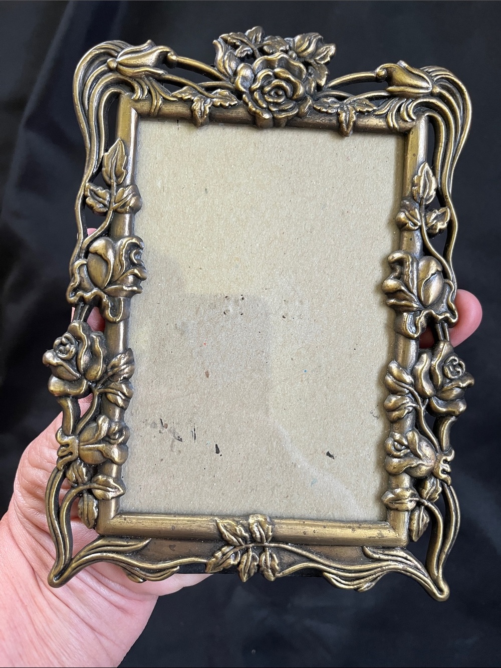 Weston Gallery Brass Bronze Tone Art Nouveau Style Rose Theme Picture Frame